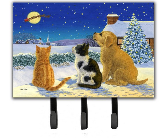 Golden Retriever & Kittens Watching Santa Leash or Key Holder