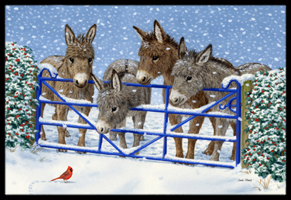 Donkeys & Cardinal Indoor or Outdoor Mat - 18 x 27
