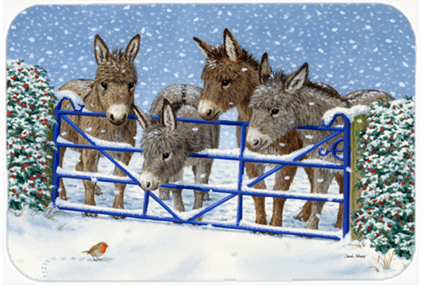 Picture of Carolines Treasures ASA2210LCB Donkeys & Robin at the Fence Glass Large Cutting Board