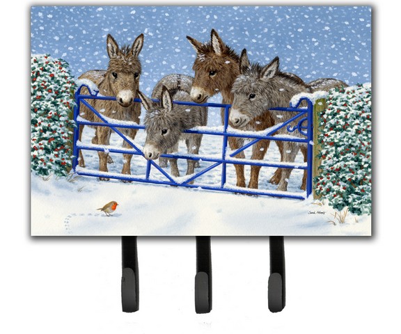 Donkeys & Robin at the Fence Leash or Key Holder