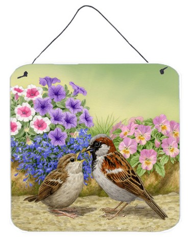 House Sparrows Feeding Time Wall or Door Hanging Prints