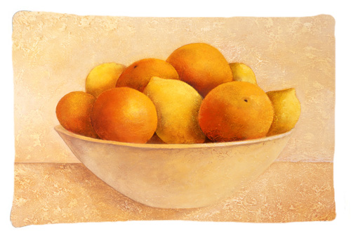 Oranges & Lemons in a Bowl Fabric Standard Pillowcase
