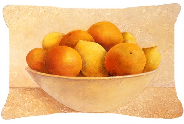 Oranges & Lemons in a Bowl Fabric Decorative Pillow