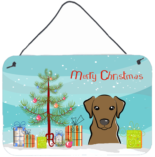 Christmas Tree & Chocolate Labrador Wall or Door Hanging Prints
