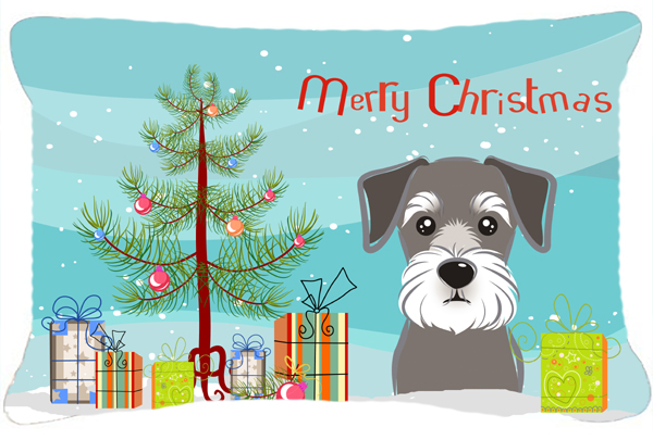 Christmas Tree & Schnauzer Fabric Decorative Pillow