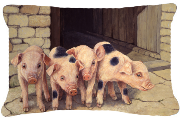 Pigs Piglets by Daphne Baxter Fabric Decorative Pillow