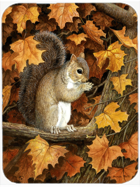 Autumn Grey Squirrel by Daphne Baxter Glass Large Cutting Board