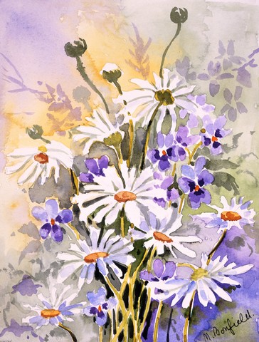 Daisies by Maureen Bonfield Flag Garden Size
