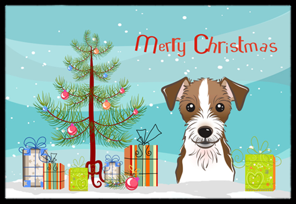 Christmas Tree & Jack Russell Terrier Indoor or Outdoor Mat- 24 x 36