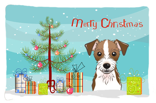 Christmas Tree & Jack Russell Terrier Fabric Standard Pillowcase