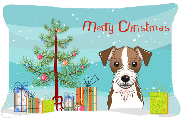 Christmas Tree & Jack Russell Terrier Fabric Decorative Pillow
