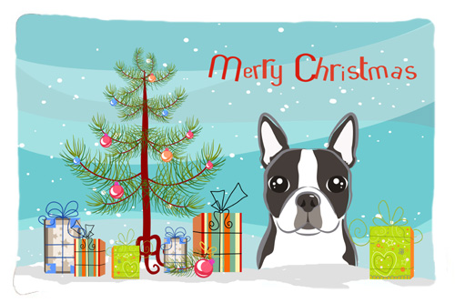 Christmas Tree & Boston Terrier Fabric Standard Pillowcase