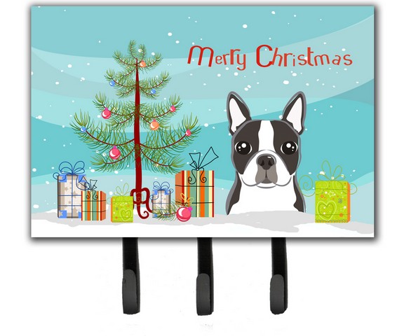 BB1575TH68 Christmas Tree & Boston Terrier Leash or Key Holder