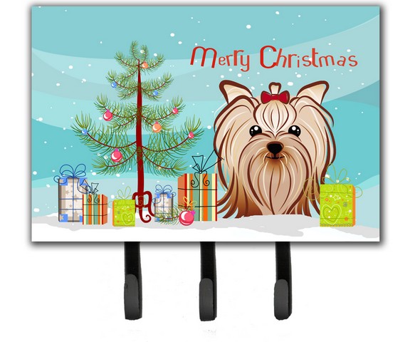 BB1576TH68 Christmas Tree & Yorkie Yorkishire Terrier Leash or Key Holder