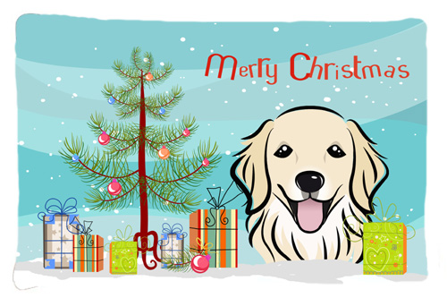 Christmas Tree & Golden Retriever Fabric Standard Pillowcase