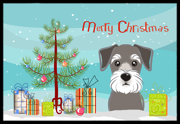 Christmas Tree & Schnauzer Indoor or Outdoor Mat, 24 x 36