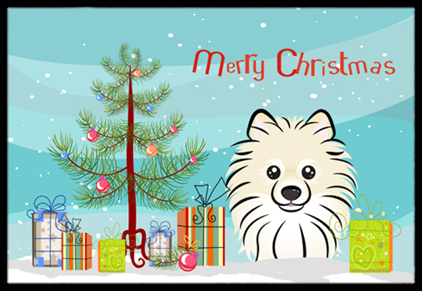 Christmas Tree & Pomeranian Indoor or Outdoor Mat