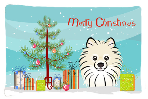 Christmas Tree & Pomeranian Fabric Standard Pillowcase