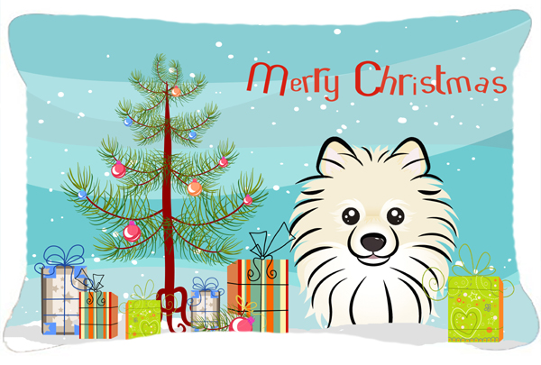 Christmas Tree & Pomeranian Fabric Decorative Pillow