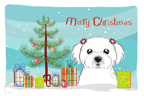 Christmas Tree & Maltese Fabric Standard Pillowcase
