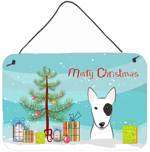 Christmas Tree & Bull Terrier Wall or Door Hanging Prints