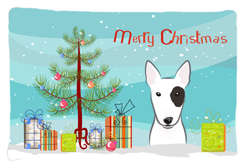Christmas Tree & Bull Terrier Fabric Standard Pillowcase