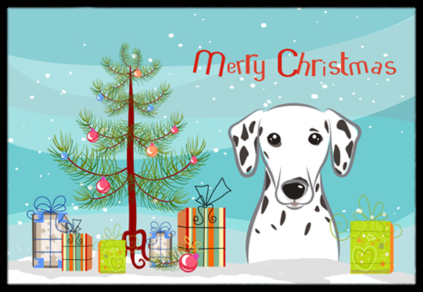 Christmas Tree & Dalmatian Indoor or Outdoor Mat- 18 x 27