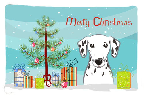 Christmas Tree & Dalmatian Fabric Standard Pillowcase