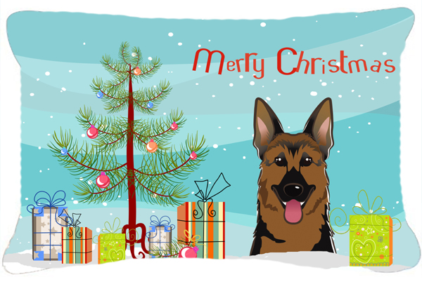 Christmas Tree & German Shepherd Fabric Decorative Pillow