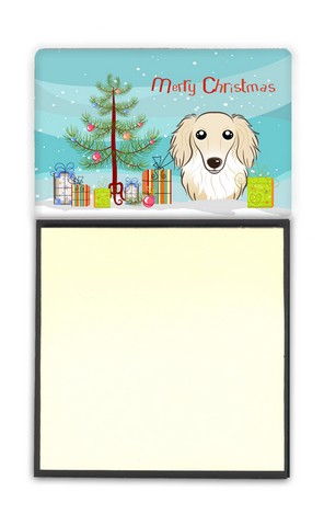 BB1584SN Christmas Tree & Longhair Creme Dachshund Sticky Note Holder