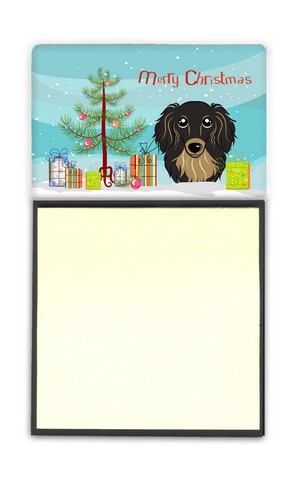 BB1585SN Christmas Tree & Longhair Black & Tan Dachshund Sticky Note Holder
