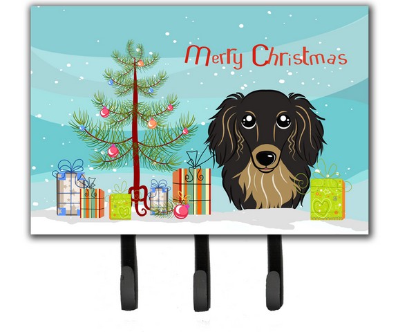 Christmas Tree- Longhair Black & Tan Dachshund Leash or Key Holder