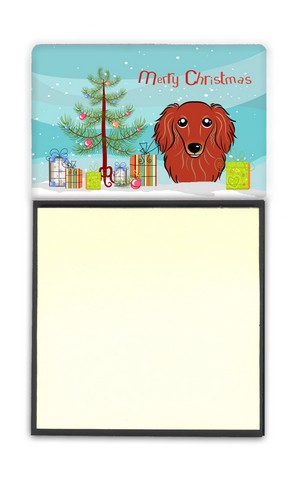BB1586SN Christmas Tree & Longhair Red Dachshund Sticky Note Holder