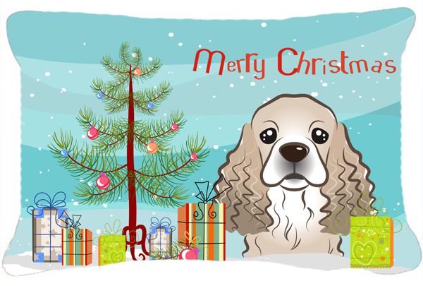 Christmas Tree & Cocker Spaniel Fabric Decorative Pillow