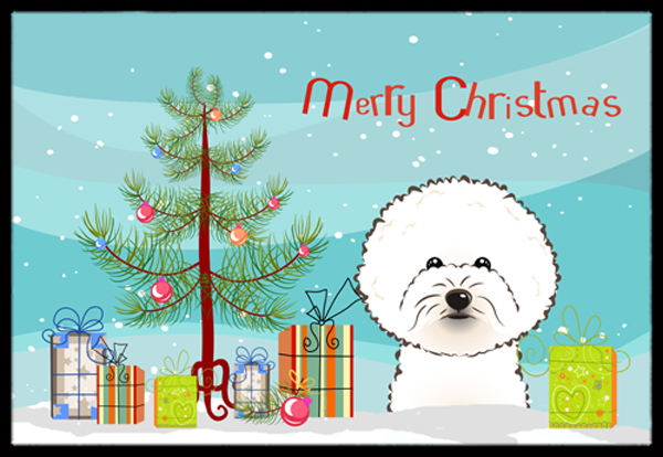 Christmas Tree & Bichon Frise Indoor or Outdoor Mat- 18 x 27