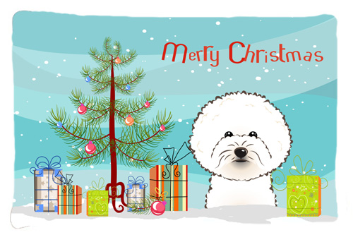 BB1589PILLOWCASE Christmas Tree & Bichon Frise Fabric Standard Pillowcase