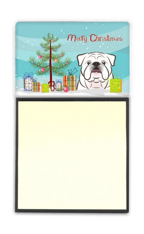 BB1592SN Christmas Tree & White English Bulldog Sticky Note Holder