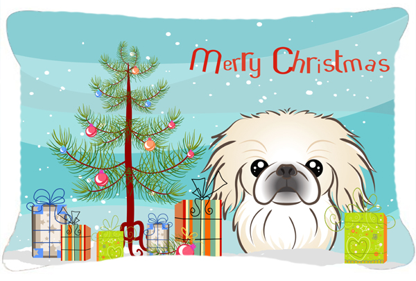 Christmas Tree & Pekingese Fabric Decorative Pillow
