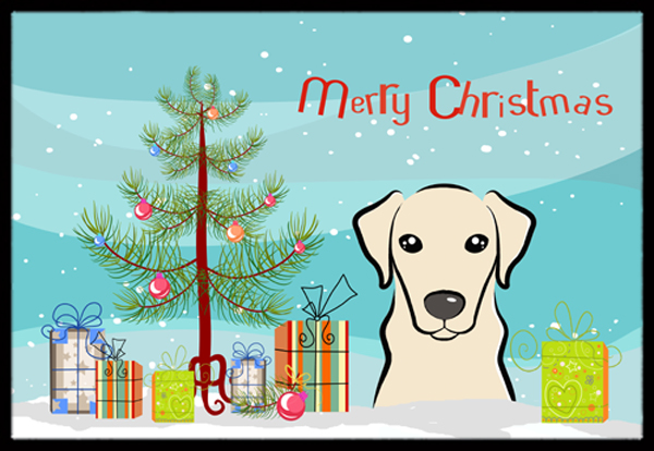 Christmas Tree & Yellow Labrador Indoor or Outdoor Mat - 18 x 27