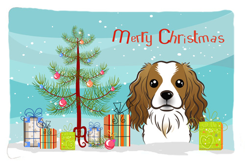 Carolines Treasures BB1596PILLOWCASE Christmas Tree & Cavalier Spaniel Fabric Standard Pillowcase