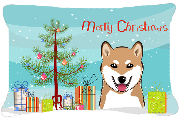 Christmas Tree & Shiba Inu Fabric Decorative Pillow