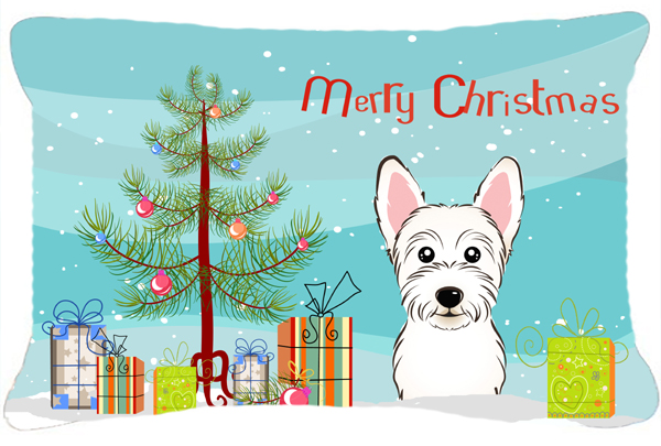 Christmas Tree & Westie Fabric Decorative Pillow