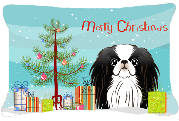 Christmas Tree & Japanese Chin Fabric Decorative Pillow
