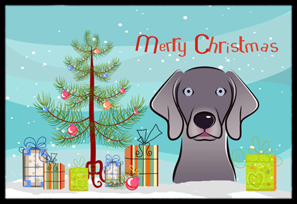 Christmas Tree & Weimaraner Indoor or Outdoor Mat- 24 x 36