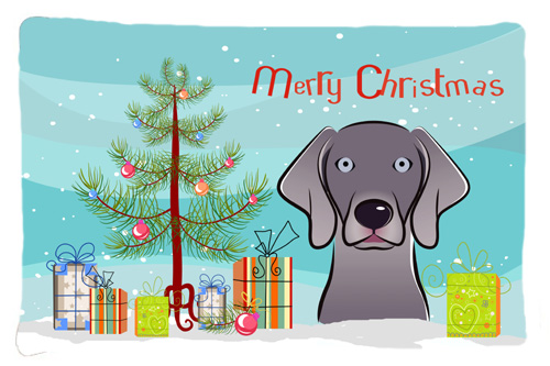 Christmas Tree & Weimaraner Fabric Standard Pillowcase