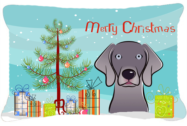 Christmas Tree & Weimaraner Fabric Decorative Pillow
