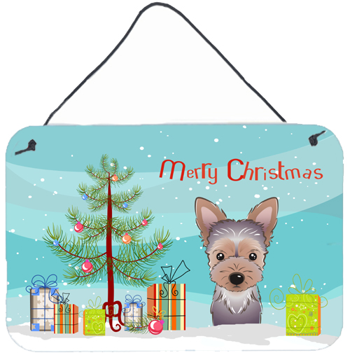 Christmas Tree & Yorkie Puppy Wall or Door Hanging Prints