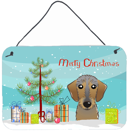 Christmas Tree & Wirehaired Dachshund Wall or Door Hanging Prints