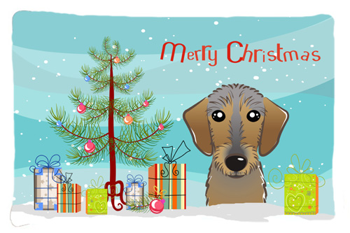 Christmas Tree & Wirehaired Dachshund Fabric Standard Pillowcase