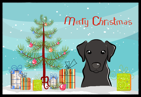 Christmas Tree & Black Labrador Indoor or Outdoor Mat 24 x 36